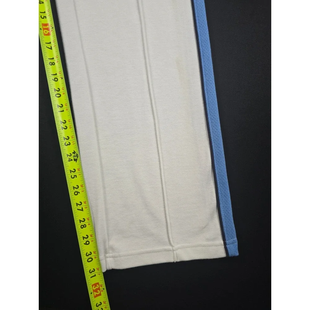 New York Laundry White Track Pants Blue Mesh Stripe Stitched Crease Medium